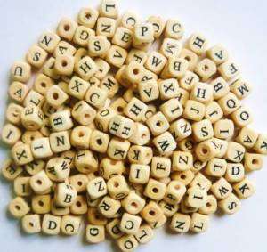 Wood Alphabet Cube Beads 3 Ounce/Pack   Natural  