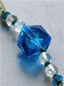   1920s ART DECO CZECH CRYSTAL & PEACOCK BLUE ART GLASS SAUTOIR NECKLACE