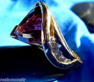 diamond trillion cut red rhodolite garnet designer ring