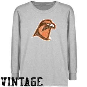 Bowling Green St. Falcons Youth Ash Distressed Logo Vintage T shirt 