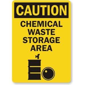   Chemical Waste Storage Area (with graphic) Plastic Sign, 10 x 7