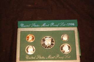1998 US MINT Proof Set With John F Kennedy Half Dollar & More  