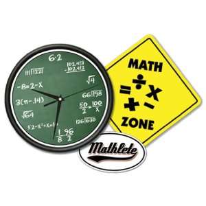 MATH CLASS Wall Clock & Sign Gift Set mathematics Math Decal included 