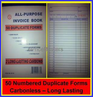  Receipt Invoice Books 250 Duplicate Carbonless 2 part forms  