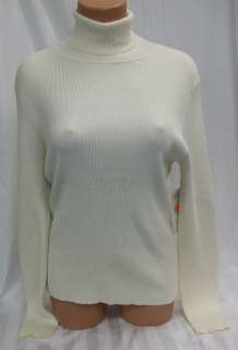 Valerie Stevens Cream Ribbed Turtleneck Sweater LG 170K  