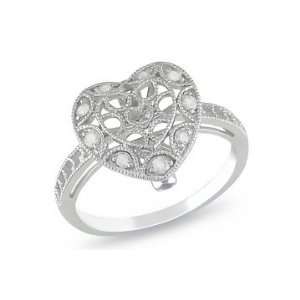    1/5 Carat Diamond & Pink Sapphire 14K White Gold Ring Jewelry