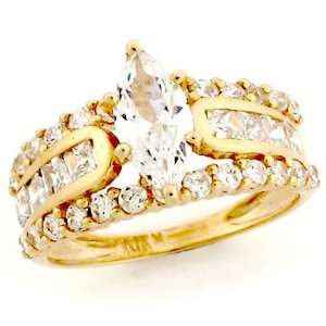    10K Gold Sparkly 10X5mm Marquise CZ Engagement Ring Jewelry