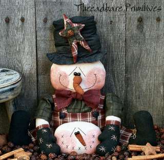 PATTERN Primitive Folk Art Christmas Snowman Doll  