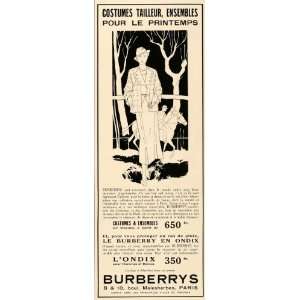  1935 French Ad Burberry Vintage Spring Coat Art Deco 