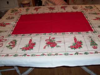 VINTAGE CHRISTMAS TABLECLOTH AS IS OLD CHRISTMAS CLOTH HOLLY  