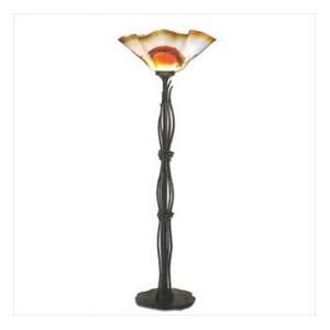  River Reed Torchiere with Glass Shade