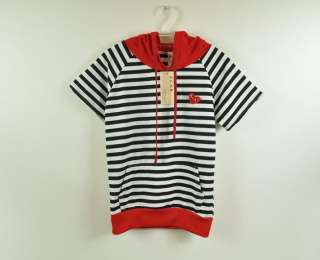 new short sleeve stripe T shirt w/hood + pants sisouhor  