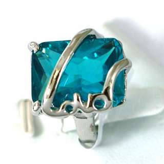   Blue sapphire Gemstone 18K GP Diamante Zircon CZ Ring Jewelry  
