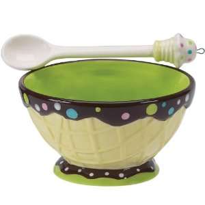  Boston Warehouse Ice Cream Social Topping Bowl and Spoon 