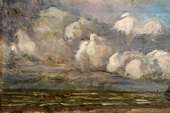 Fine Impressionist Clouds Hungarian Master Déry Béla 1920 Antique 