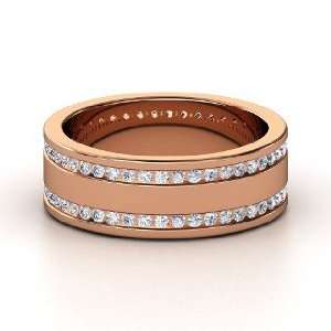    Double Happiness Band, 14K Rose Gold Ring with Diamond Jewelry
