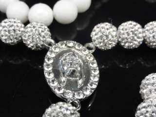   Swarovski Crystal Shamballa Rosary Chain Necklace New 28+7 Inch  