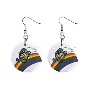 Irish Leprechaun Rainbow St Patricks Day Dangle Earrings