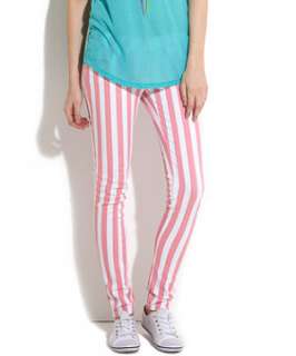   Pink (Pink) Parisian Pink Stripe Skinny Jeans  253256176  New Look