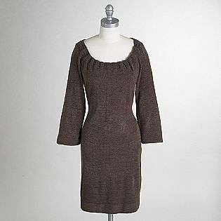 WomensThree Quarter Sleeve Sweater Dress  Connected Apparel Clothing 