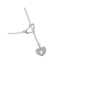 Silver Heart Lock   Silver Plated Heart Lariat Charm Necklace [Jewelry 