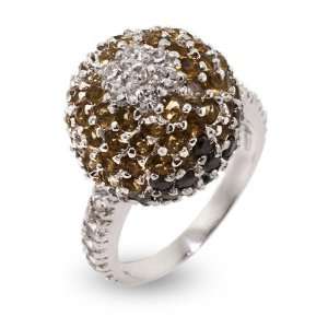 Champagne CZ Silver Fireball Ring   Clearance Final Sale Size 6 (Sizes 