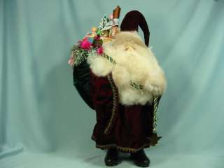 Apple Whimseys Santa Claus figure roses Red Velour 1978  