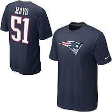 Nike New England Patriots Jerod Mayo Name & Number T Shirt    