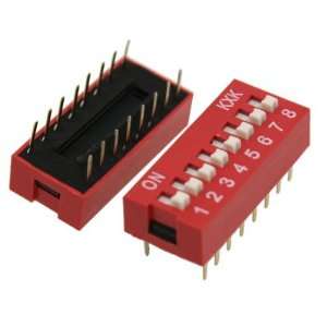   54mm Pitch 8 Positions 16 Pin Red DIP Switch 8P