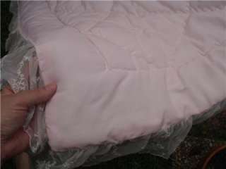 VINTAGE PINK LACY LOOK BABY GIRL CHILDS COMFORTER AND PILLOW  