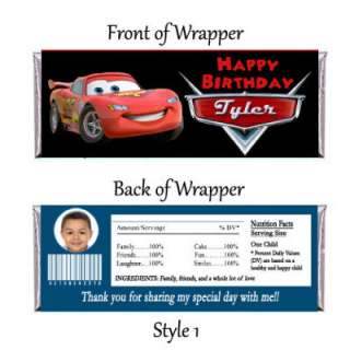 Disney Cars Invitation Candy Bar and Water Wrappers  