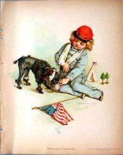 1898 Maud Humphrey Wounded Comrade Flag Soldier Pet Dog  