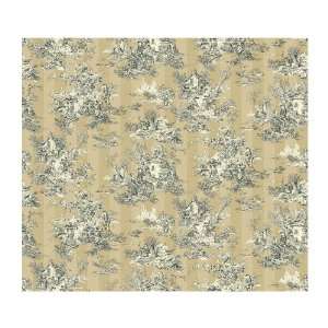   French Toile de Jouy Prepasted Wallpaper, Taupe/Putty/Black/Cream