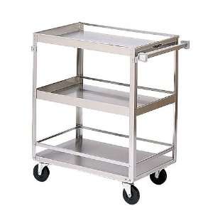 General purpose SS cart with guard rails; 24 x 15 1/2, 3 shelves 
