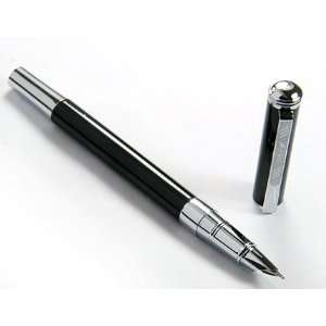  Stylus Black Fountain Pen Chrome Ring & Tip with Push in 