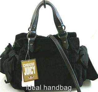 NWT JUICY COUTURE NEON $188 MISS DAYDREAMER VELOUR PINK BLACK BAG 