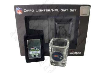 Zippo NFL New England Patriots Lighter & Glass 24656  