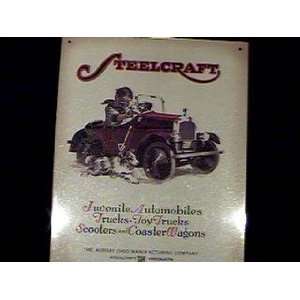  QHG5601 1926 Steelcraft Catalog Cover Tin Sign Kiddie Car 