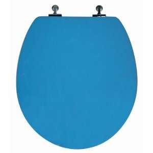  Round Blue GlaxitzTM Toilet Seat with Chromed Metal Hinges 