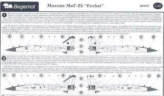 Begemot Decals 1/48 MIKOYAN MiG 25 FOXBAT Russian Jet Fighter  