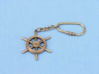Brass/copper Ship Wheel Key Chain 5 Wooden NEW  