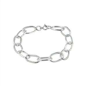    Sterling Silver Oval Open Links Bracelet Size 7.5 Jewelry