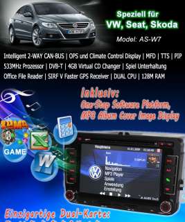 DVD GPS für VW EOS SEAT GOLF PASSAT TIGUAN TOURAN Sharan TRANSPORTER 