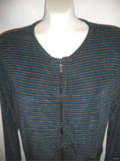 CHICOS DESIGN  Striped Zip Up Jacket Top, Sz 0 Small  