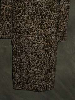 St John EVENING LEOPARD shimmer knit black brown dress sz 12 14  