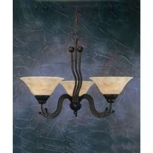 Wave 3 Light Uplight Chandelier with Italian Marble Glass Shade Finish 