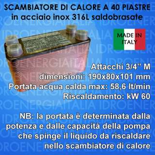 SCAMBIATORE DI CALORE SALDOBRASATO A 40 PIASTRE 4X3/4M  