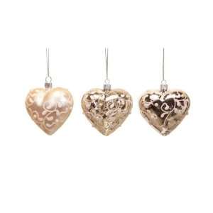 Club Pack of 12 Winters Blush Pink Heart Glass Christmas Ornaments 3 