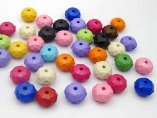 100 Bright Colour Acrylic Rondelle Beads 7X12mm  