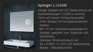Neu  Design Spiegel mit LED Beleuchtung und Uhr 0903  